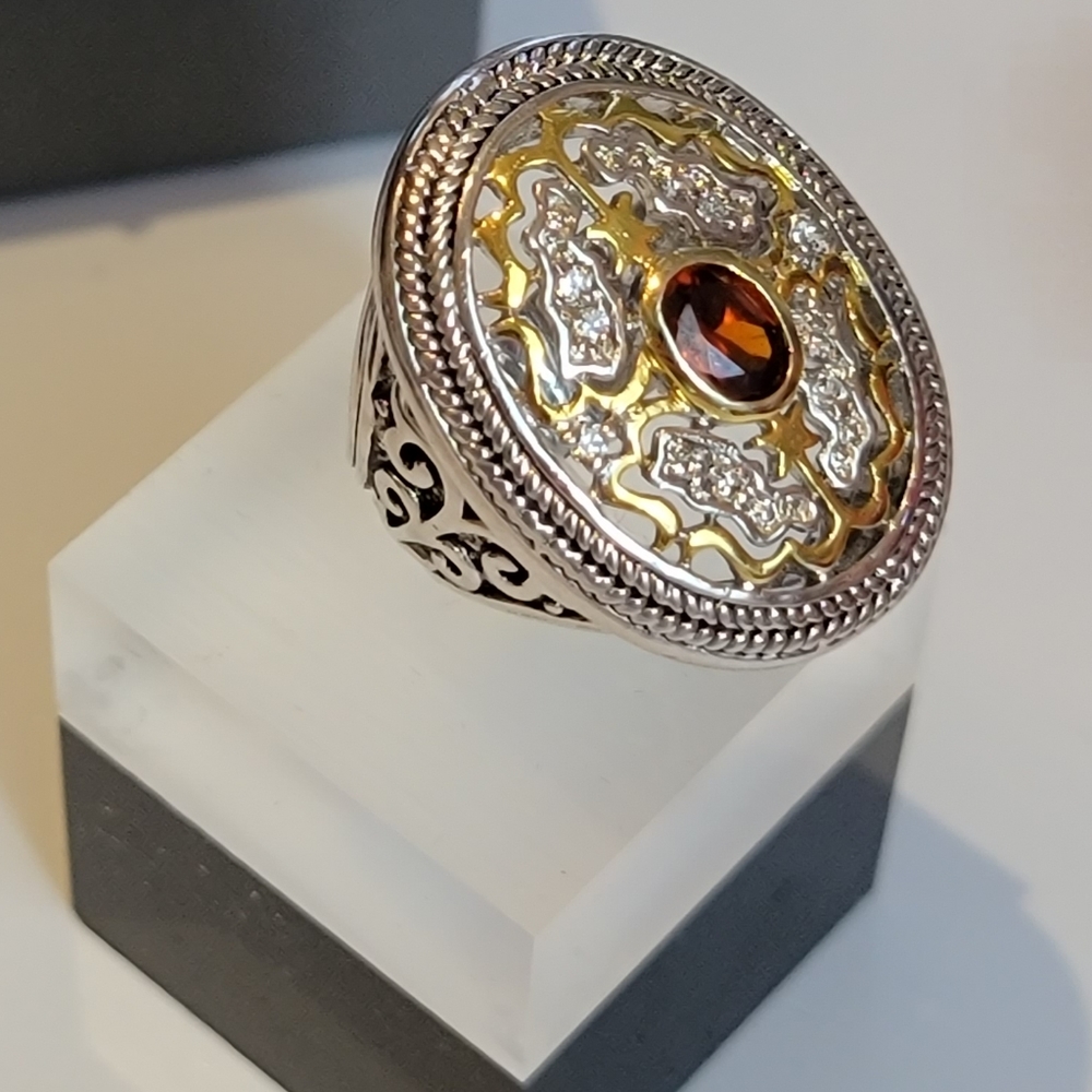 Size 7 Garnet/Topaz Sterling Silver Ring - Picture 7 of 7